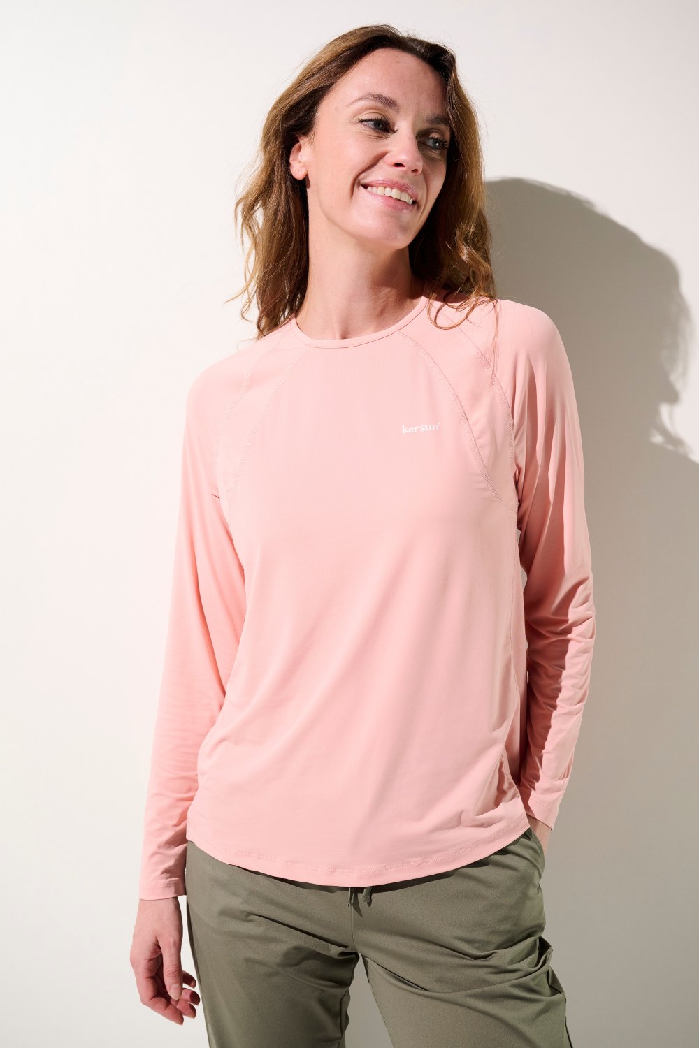 T-shirt anti-UV - Oasis rose pour femme, léger et respirant, UPF 50+, idéal pour les activités en plein air.