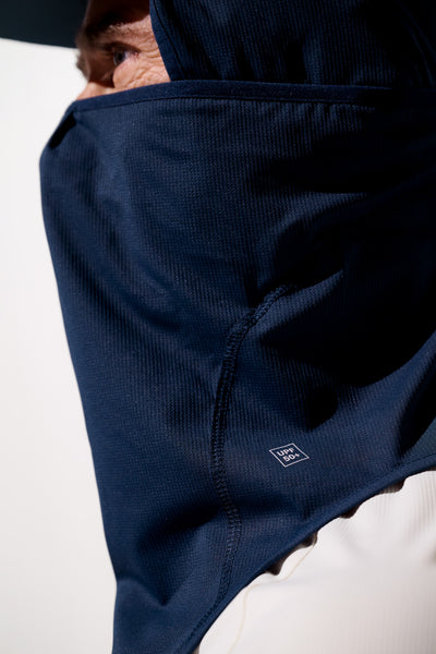 Cagoule visière anti-UV - Ventoux en bleu marine, légère et respirante pour homme, offrant protection solaire UPF 50+.