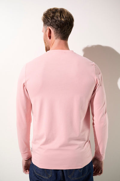 T-shirt anti-UV Saint-Malo pour homme, rose, à manches longues, léger et élégant, protection solaire UPF 50+.