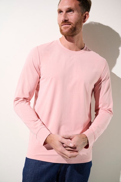 T-shirt anti-UV rose pour homme, léger et confortable, UPF 50+, idéal pour activités extérieures.
