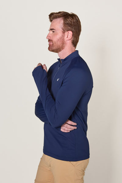 T-shirt zippé anti-UV - Boston bleu pour homme, léger et confortable, idéal pour des activités de plein air.