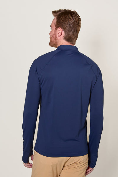 T-shirt zippé anti-UV - Boston pour homme, bleu marine, léger et respirant, idéal pour des activités de plein air.