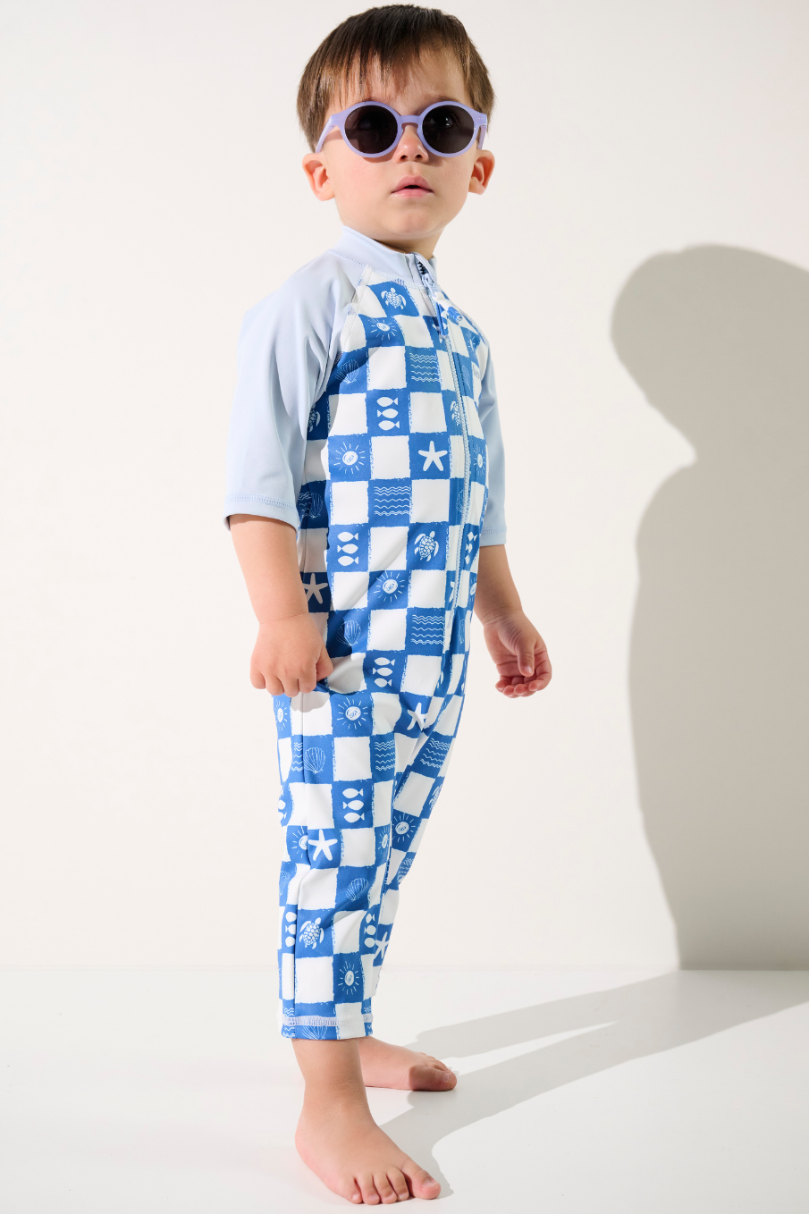Combinaison de bain anti-UV - Pacific pour enfant, motifs bleus, protection solaire UPF 50+ pour la plage.