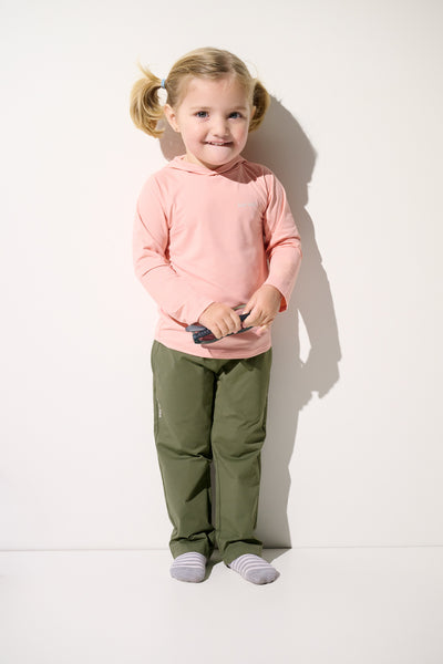 Pantalon anti-UV Oasis vert pour enfant, léger et confortable, parfait pour jouer sous le soleil.