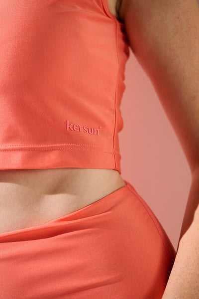 Haut de maillot de bain anti-UV - Malta en corail, pour femme, léger et respirant, certifié UPF 50+, par Ker Sun.