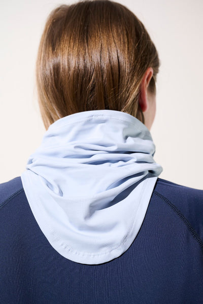 Tour de cou anti-UV - Boston, léger et extensible, protection solaire avec tissu respirant, couleur bleu.