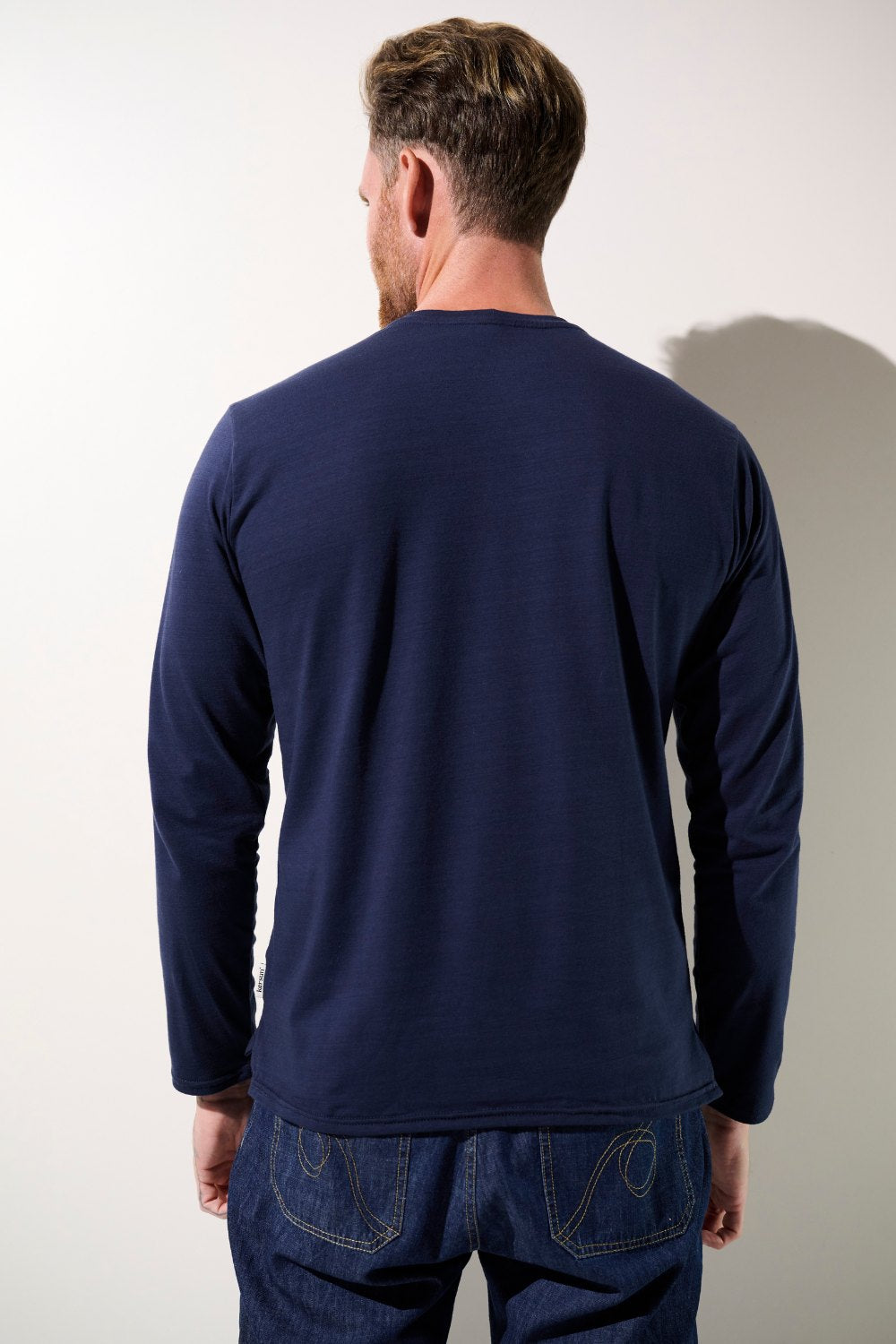 T-shirt anti-UV La Rochelle bleu marine pour homme, manches longues, protection solaire UPF 50+.