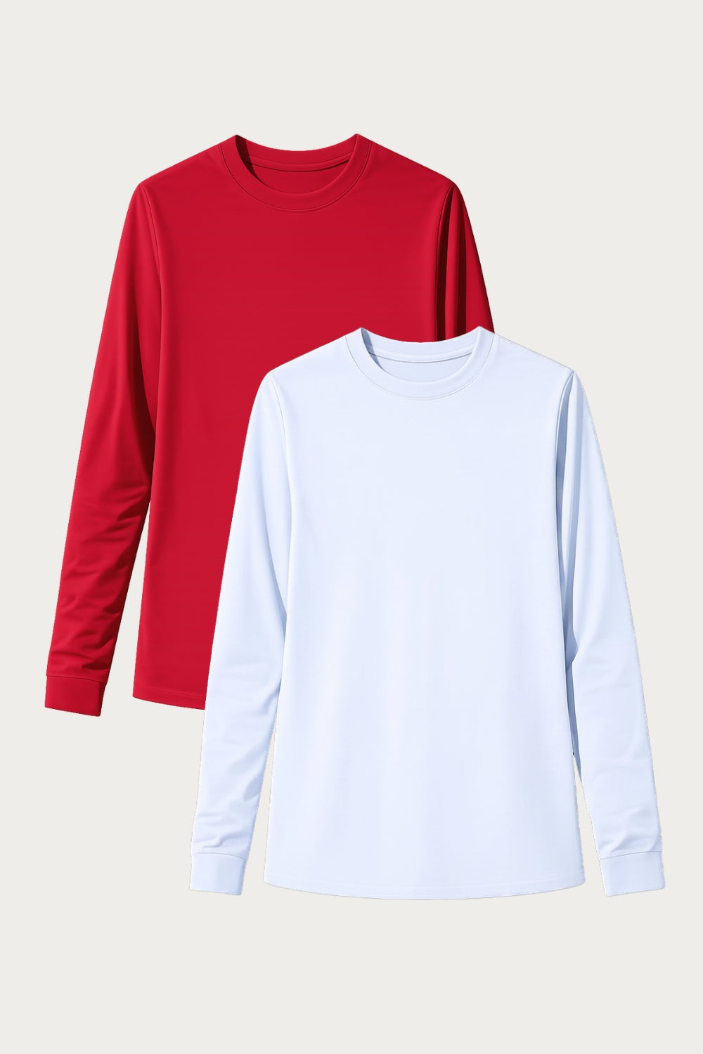 LOT - 2 x T-shirt anti-UV Saint-Malo (Grenade/Nuage d'été), manches longues, légers, UPF 50+ pour femme.