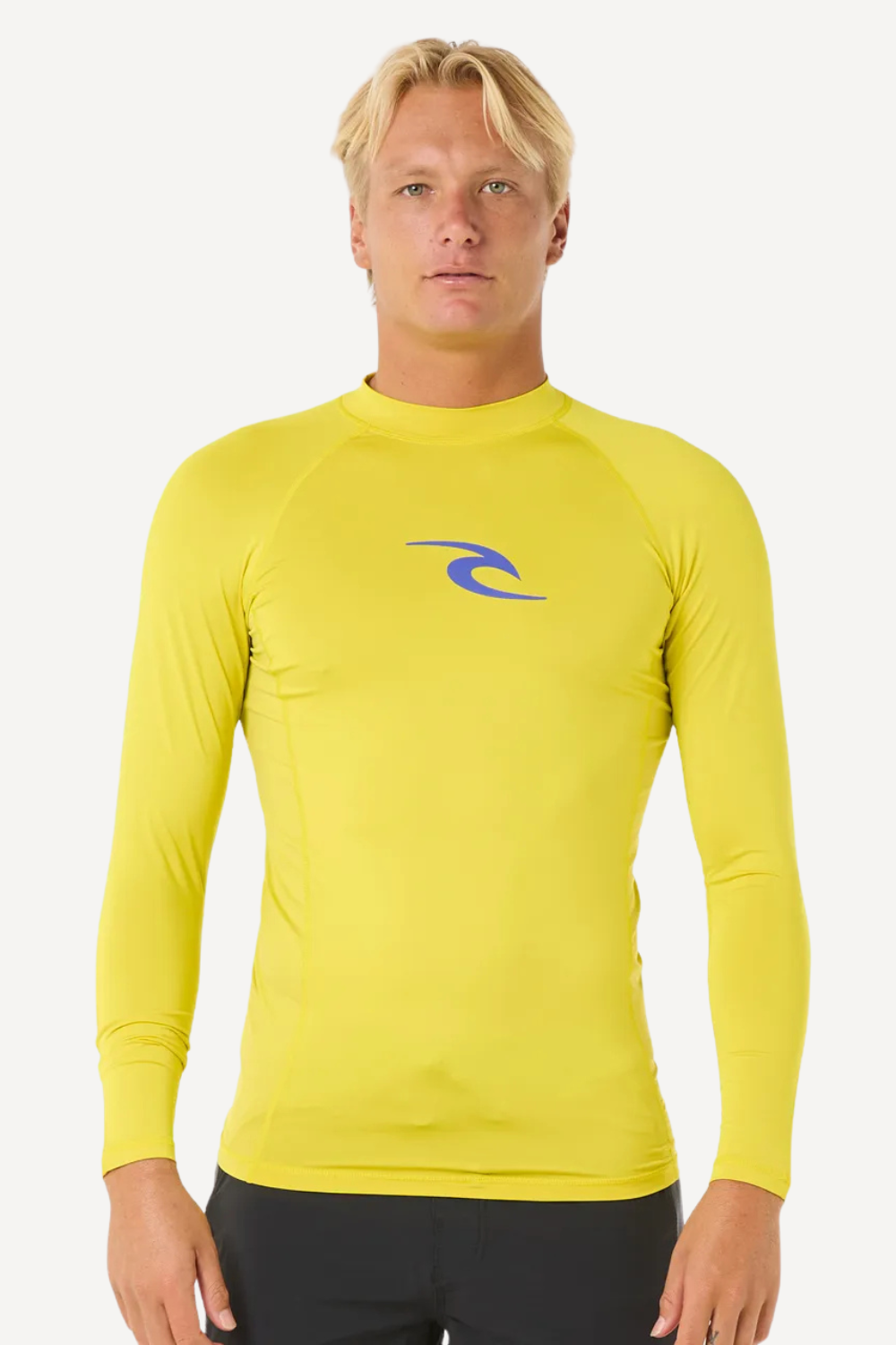 T-shirt de bain anti-UV jaune pour homme, UPF 50+, idéal pour le surf et la nage en toute sécurité.