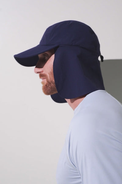 Casquette anti-UV - Sequoia bleue, UPF 50+, pour homme, offrant protection solaire complète lors d'activités extérieures.