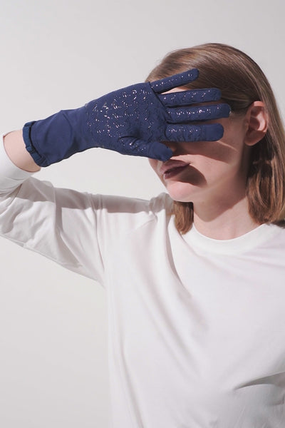 Gants anti-UV - Mojave en bleu marine, offrant protection UPF 50+, confort et adhérence pour femme.