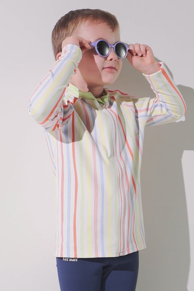 Veste de bain anti-UV - Fidji pour enfant, rayée et légère, idéale pour la plage, avec protection UPF 50+.