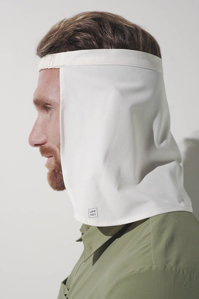 Cache-nuque anti-UV - Gobi blanc pour homme, léger et confortable, offrant une protection solaire UPF 50+.